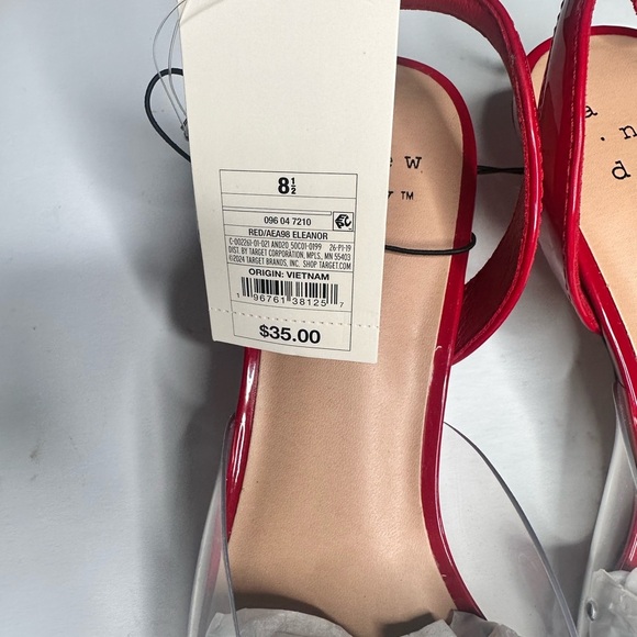 NWT A New Day Red and White Kitten Heels Size 8.5 - Picture 3 of 12